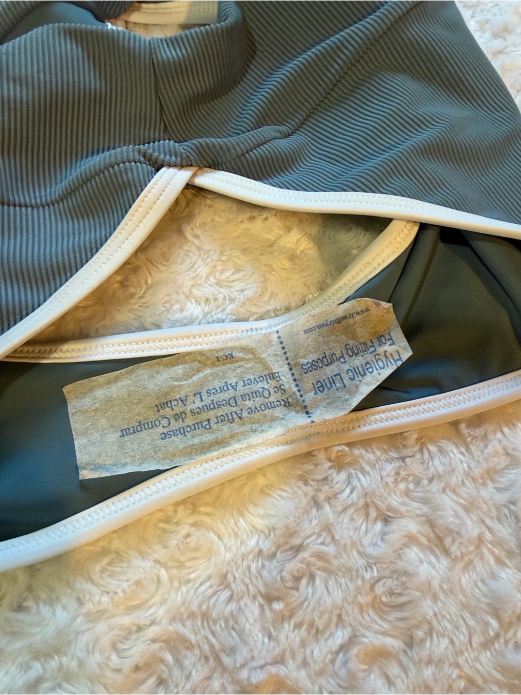 Lainsnow High-Waist Ribbed Bikini Bottom In Slate Blue With White Trim Size L. — image 5 of 7